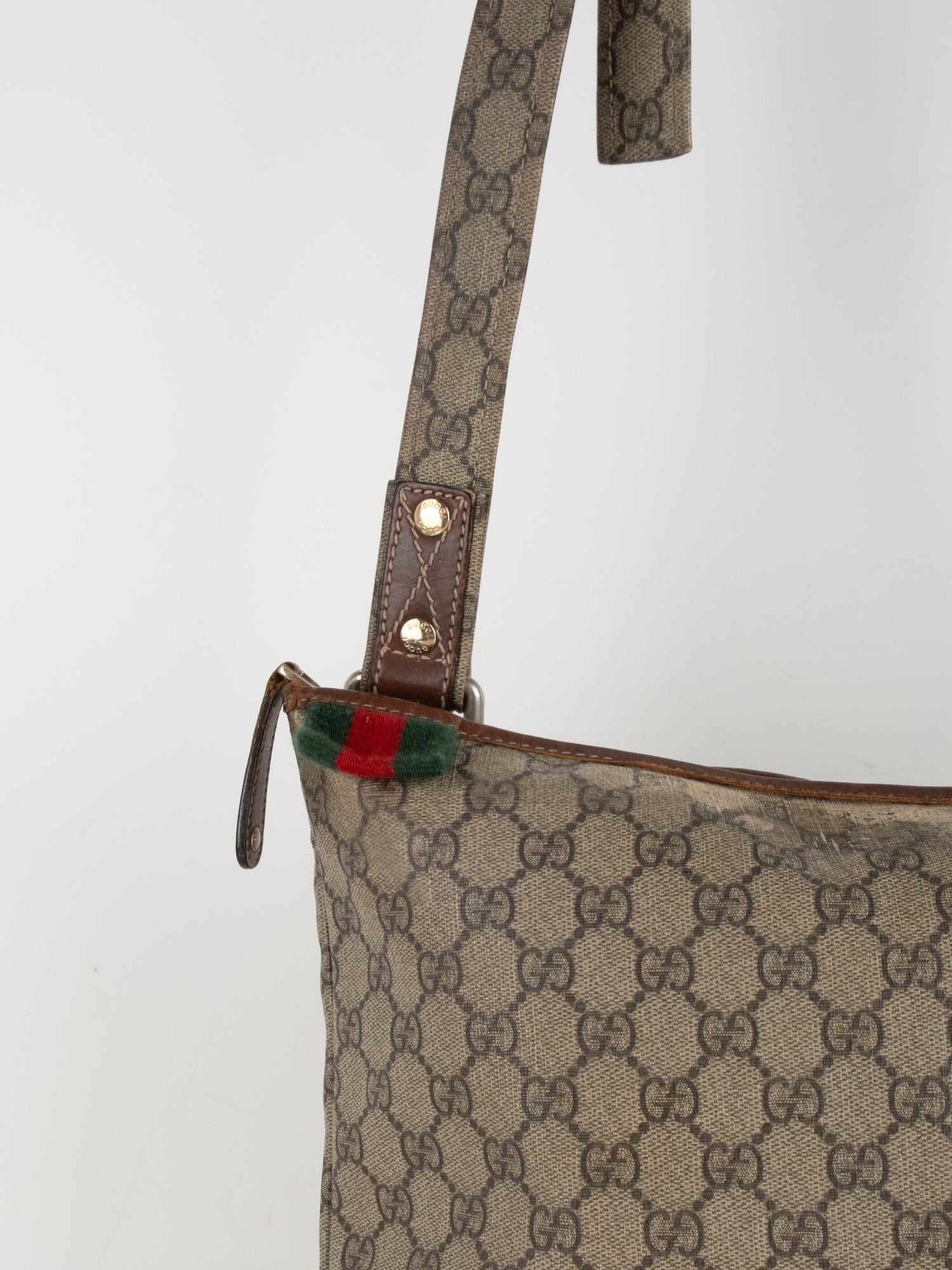 Gucci Crossbody Bag – Beige GG Canvas & Brown Leather Trim