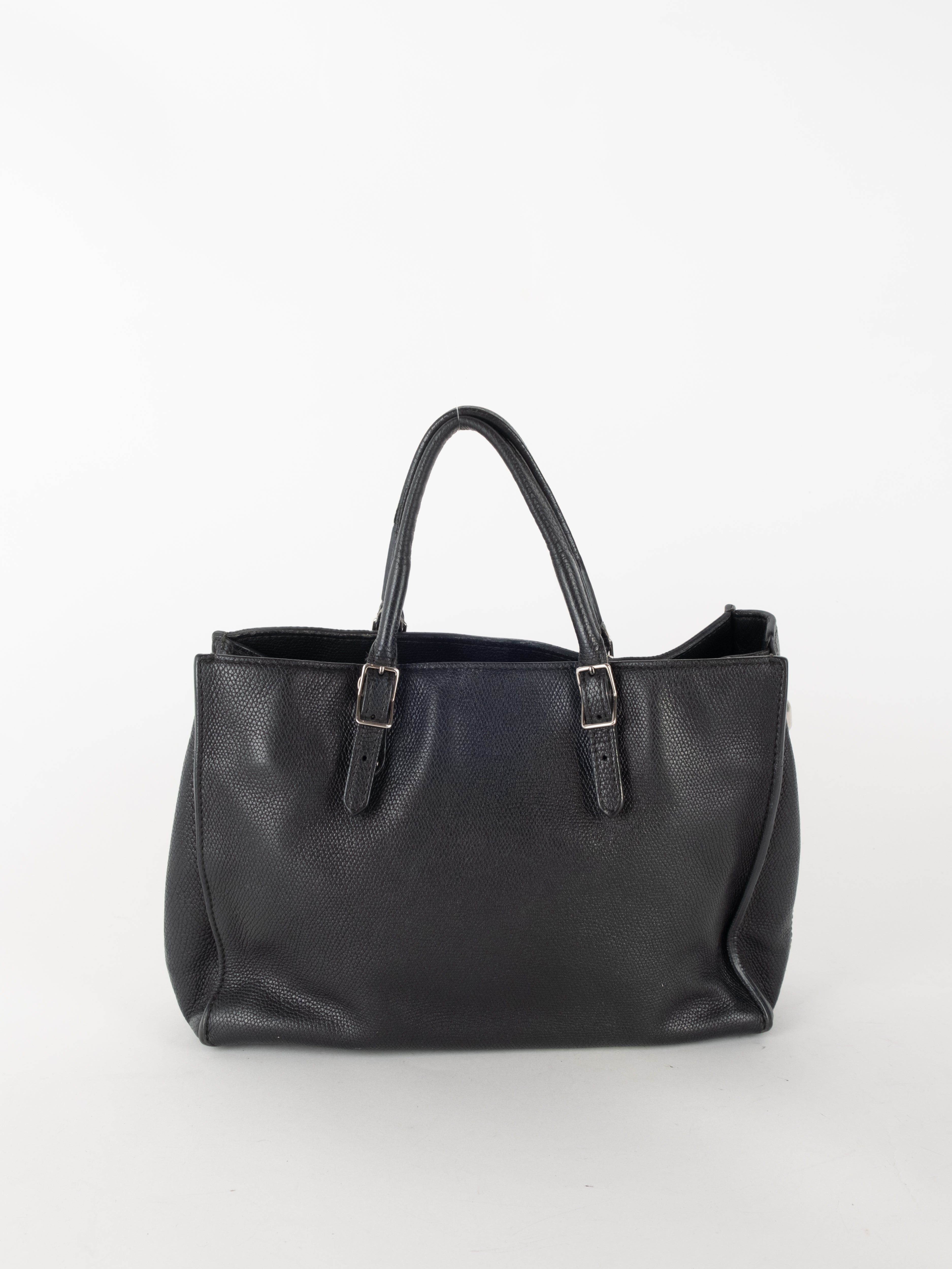 Balenciaga City Grained Calfskin Plate Papier A6 Zip Around Tote - Black