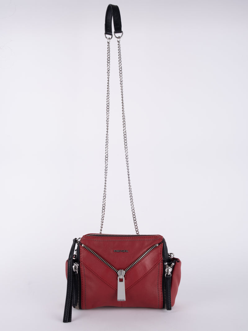 Diesel Red Leather Crossbody Bag