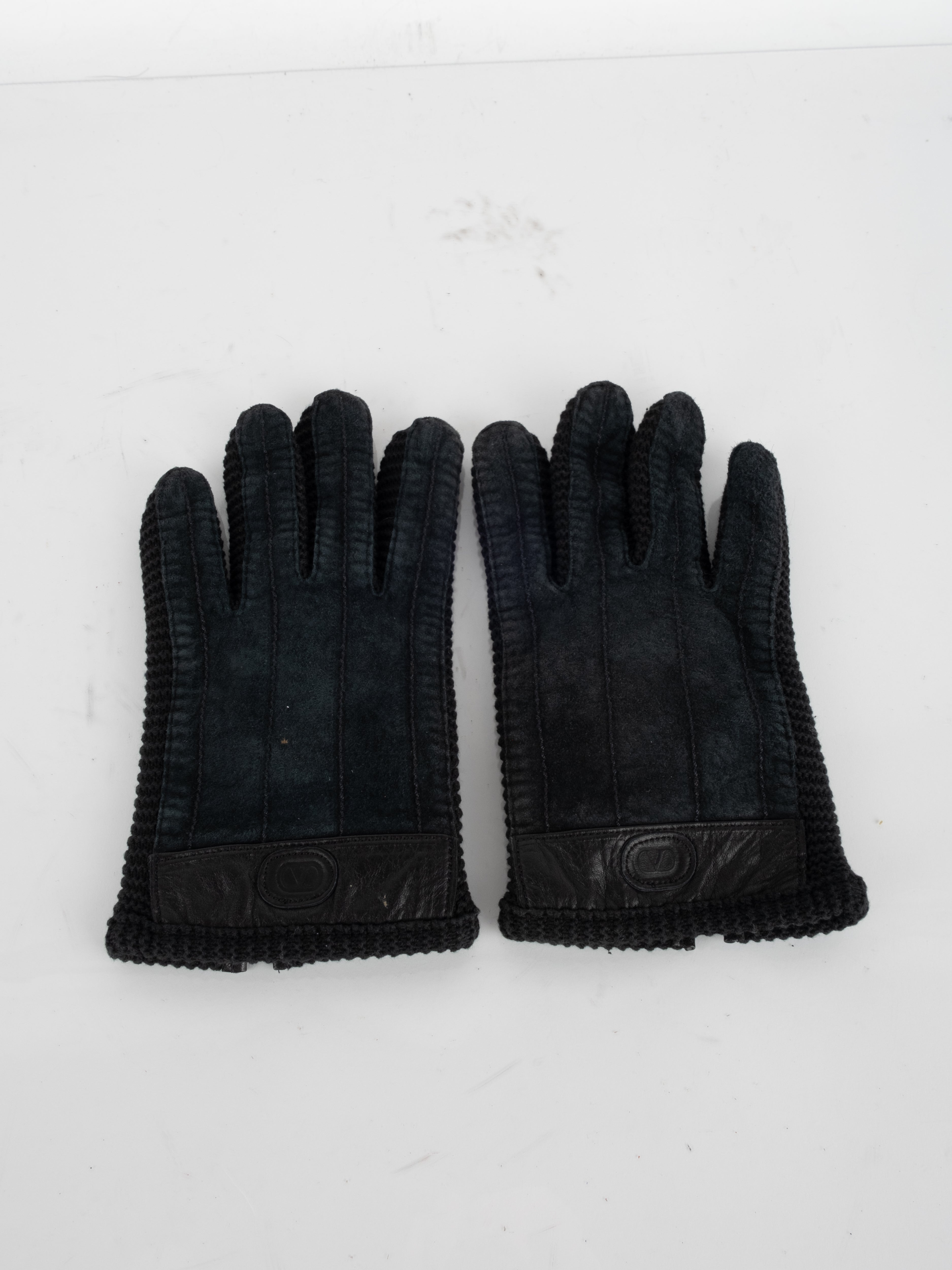 Valentino Vintage Suede Gloves – Black
