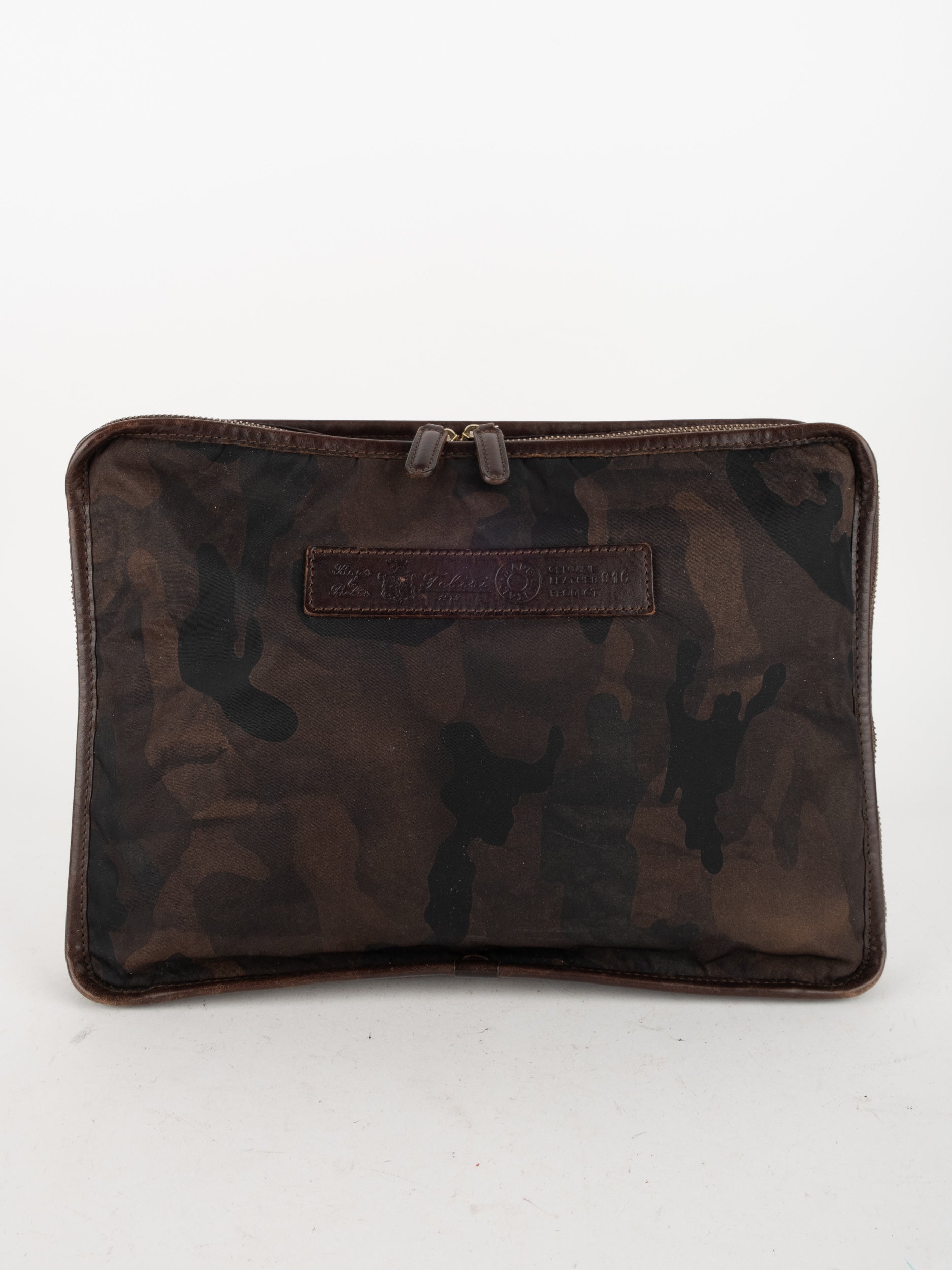 Vintage Camouflage Leather Laptop Sleeve