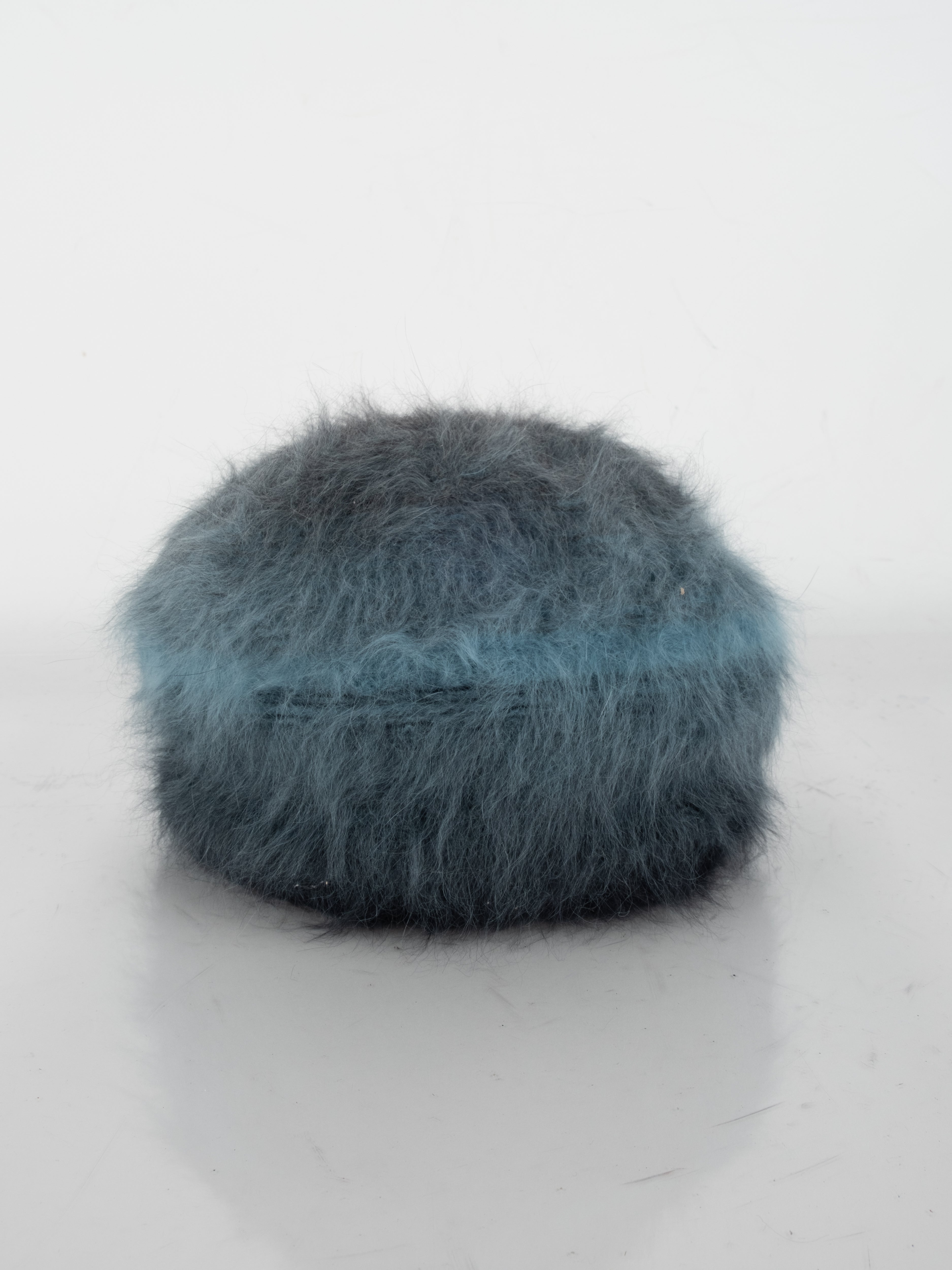 Vintage Faux Fur Round Hat – Grey Blue