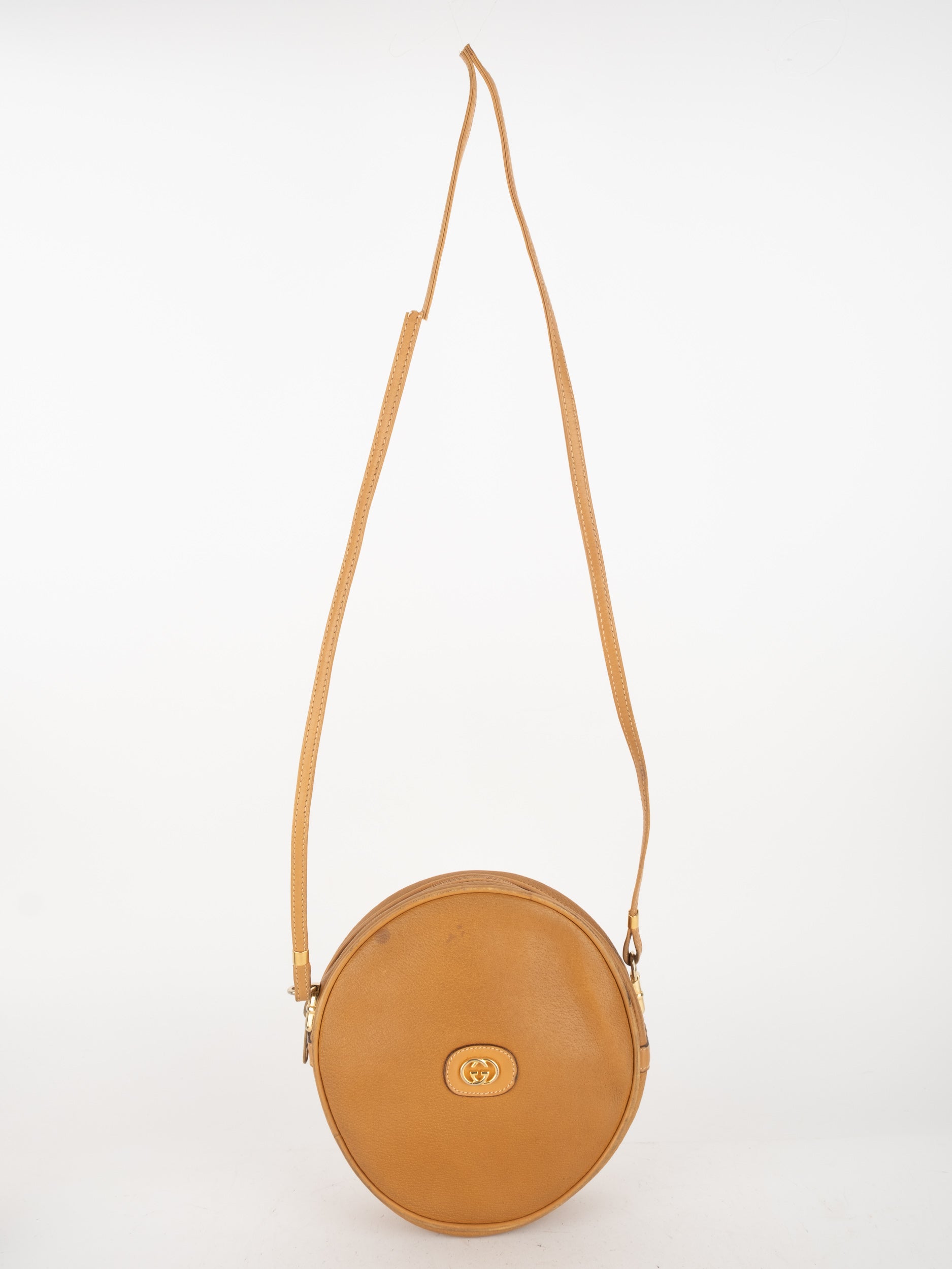 GUCCI Vintage Round Leather Crossbody Bag