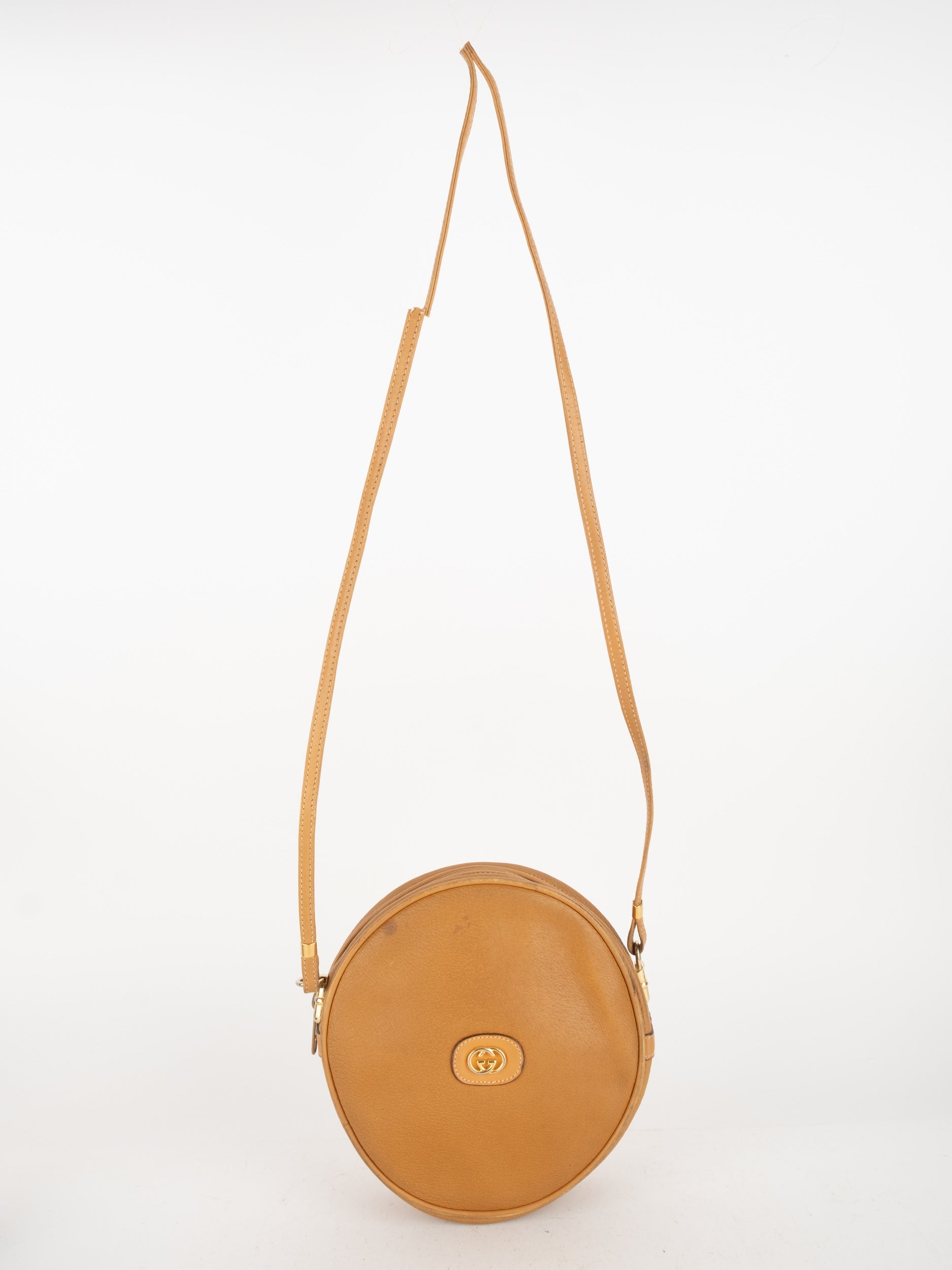 GUCCI Vintage Round Leather Crossbody Bag