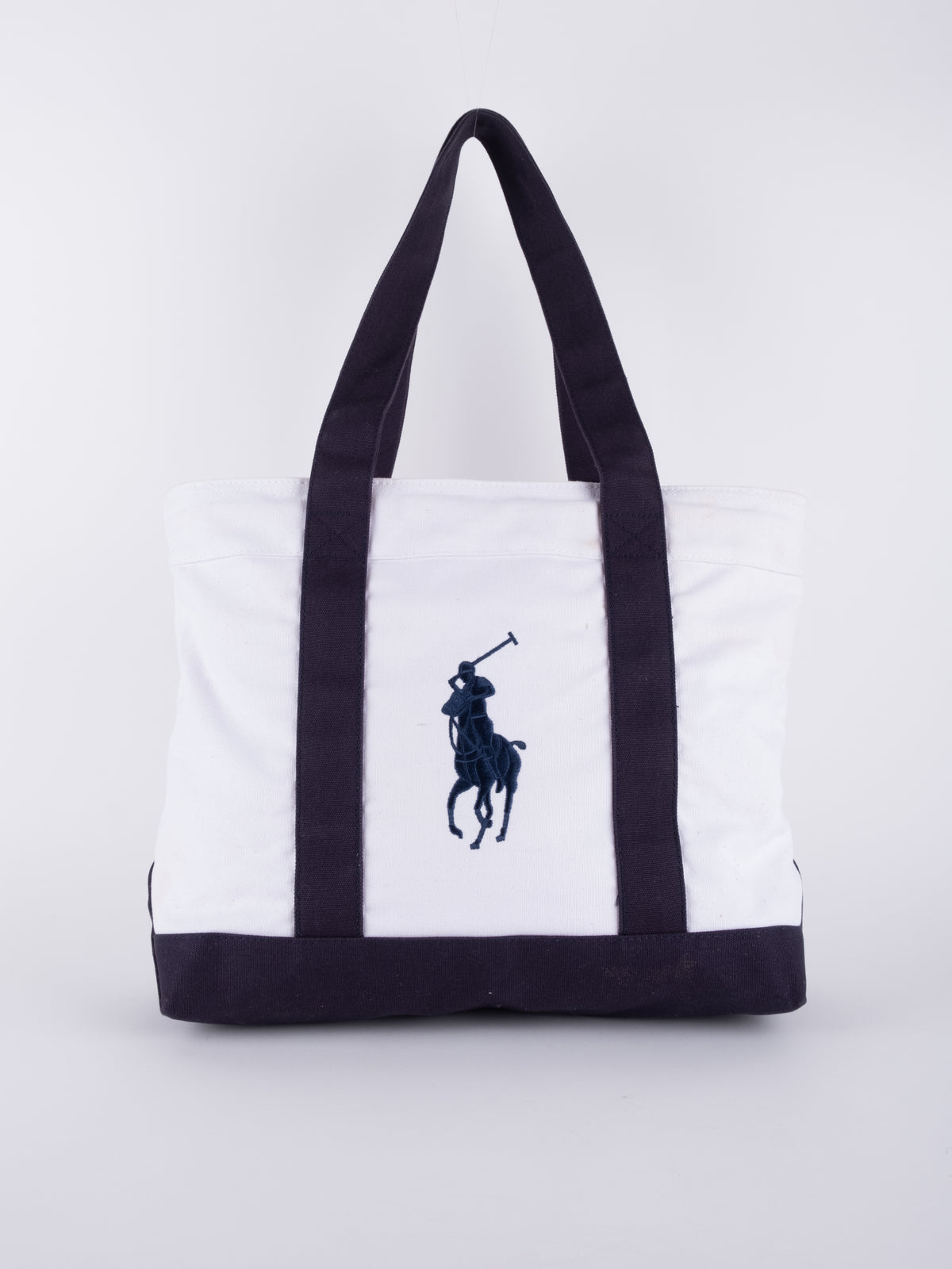 Ralph Lauren Vintage White and Navy Tote Bag