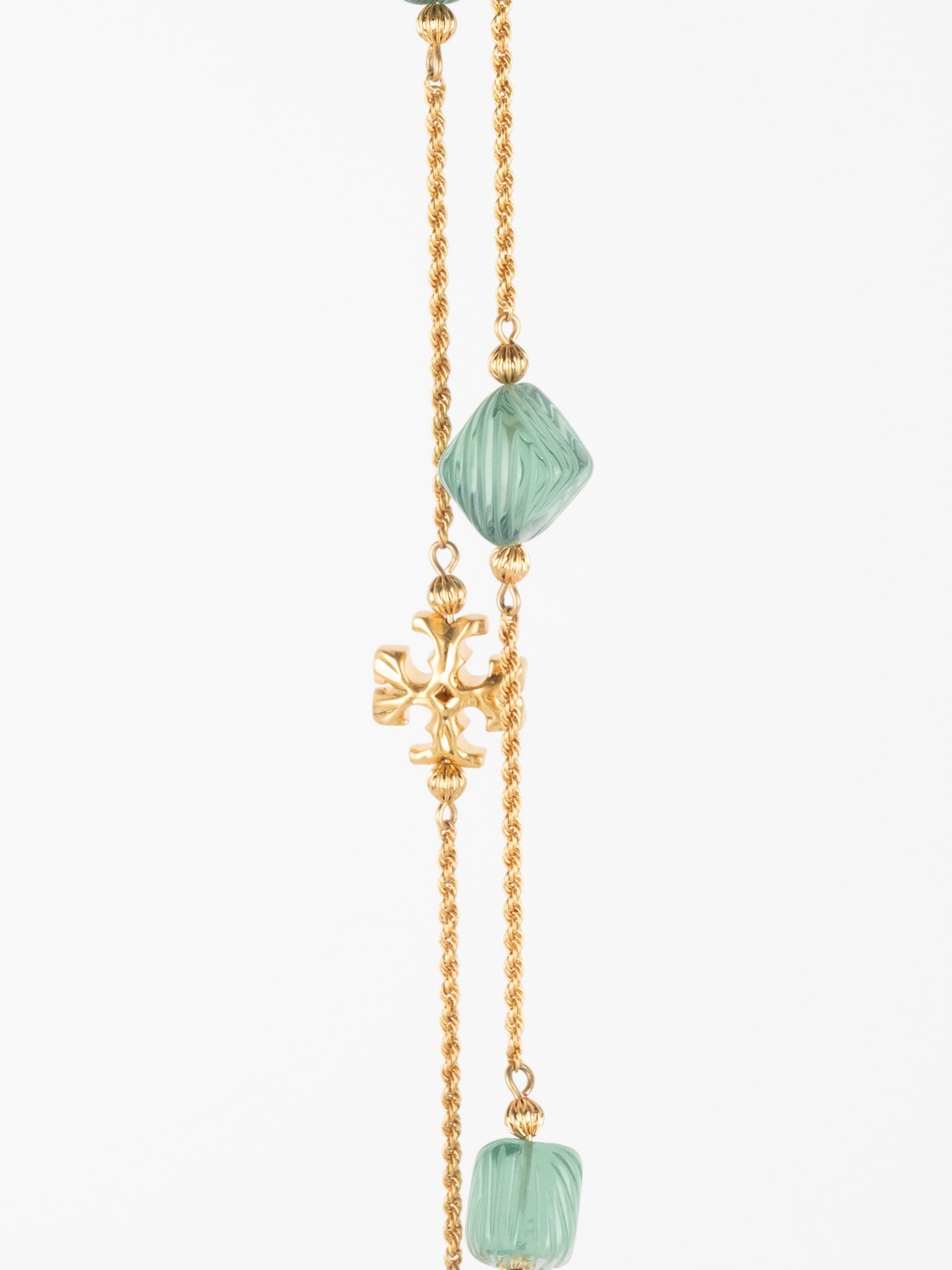 Tory Burch Vintage Gold Necklace with Green Stones