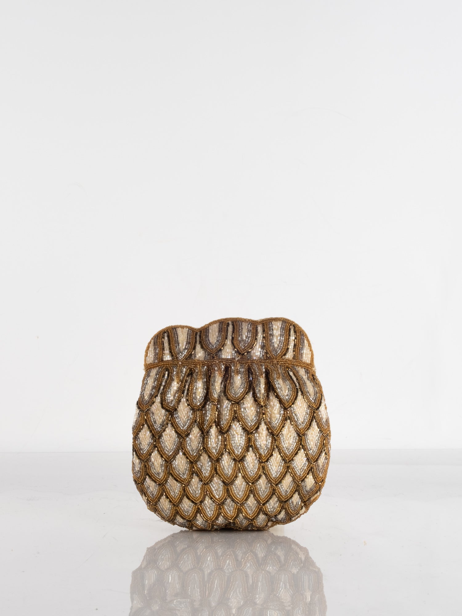 Vintage Beaded Clutch – Gold and Bronze Scales