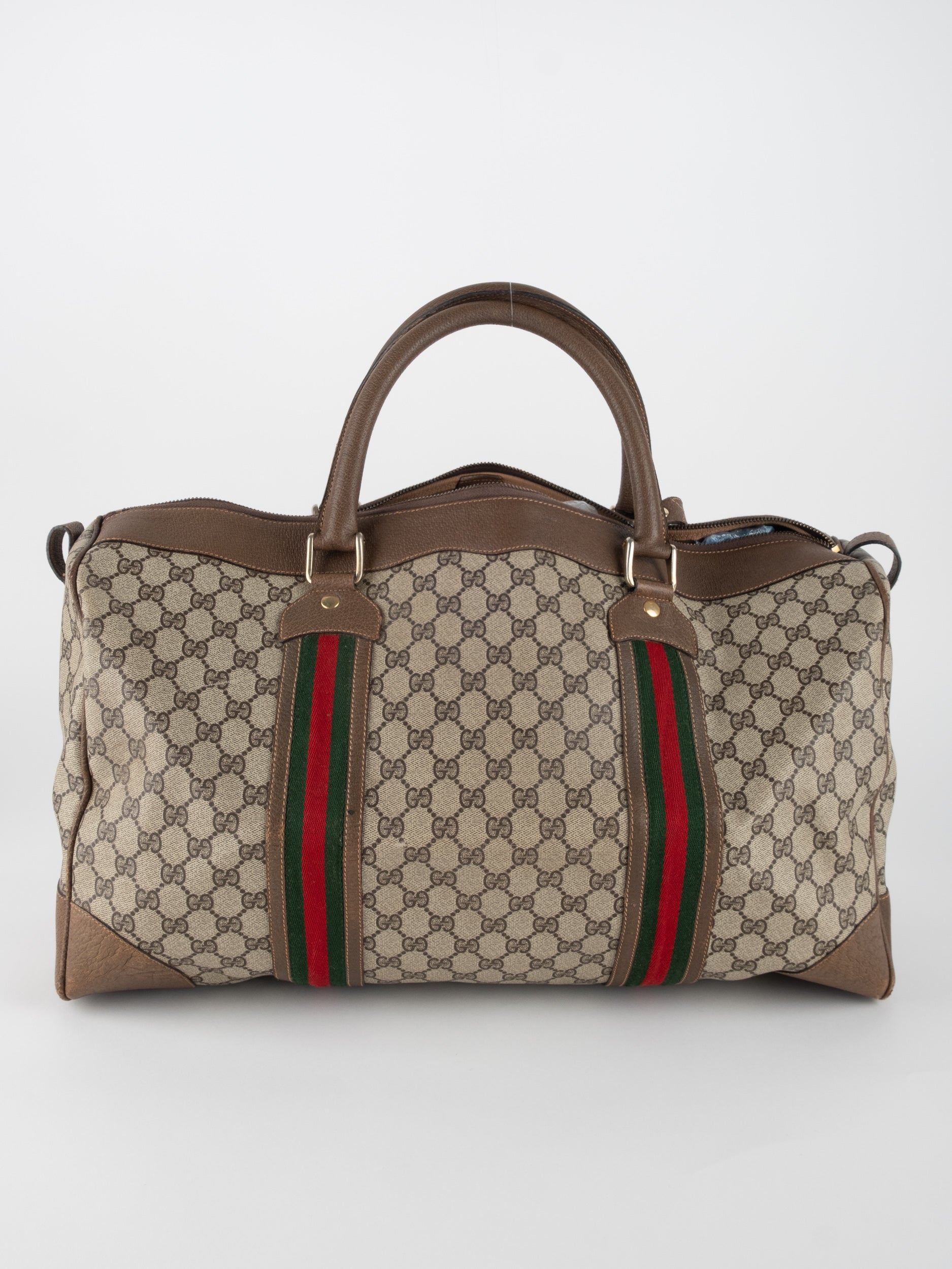 GUCCI Vintage GG Web Boston Travel Bag