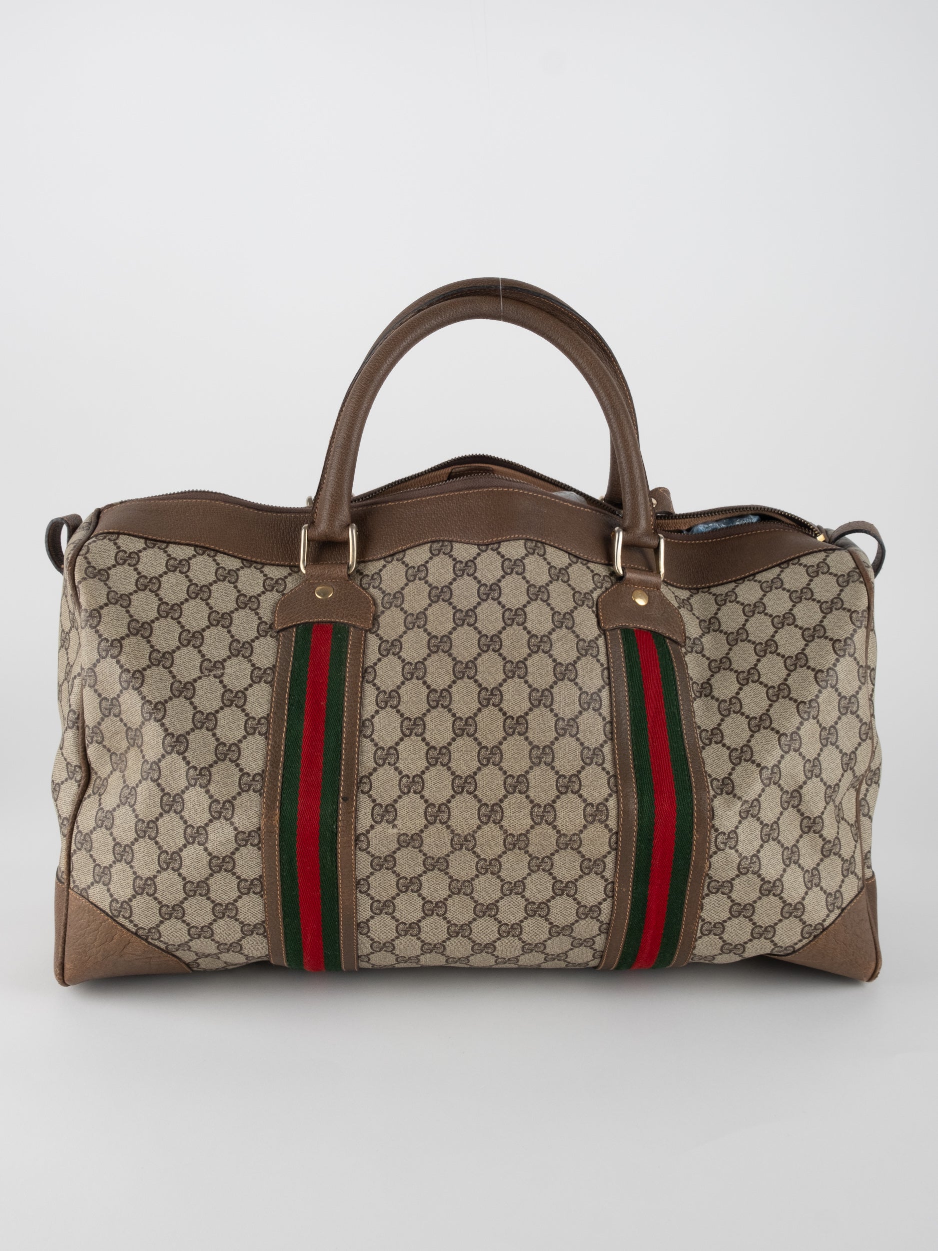 GUCCI Vintage GG Web Boston Travel Bag