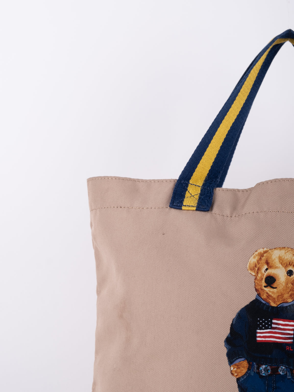 Ralph Lauren Vintage Beige Tote Bag with teddy bar