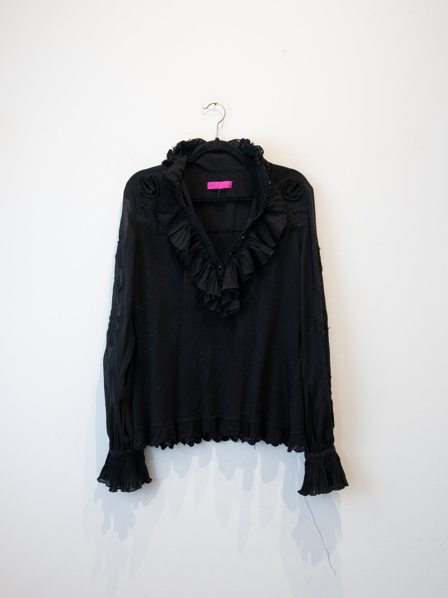 Vintage Black Ruffle Blouse