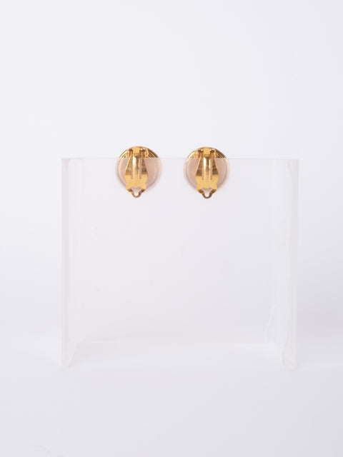 CHANEL Vintage Round Gold Clip-On Earrings by Karl Lagerfeld 1980s–1990s