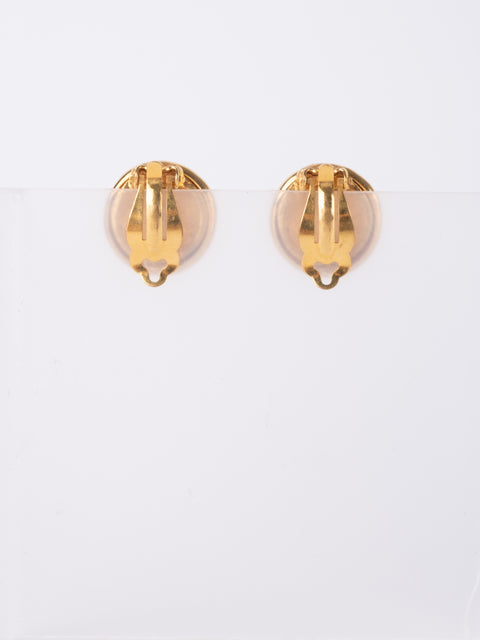 CHANEL Vintage Round Gold Clip-On Earrings by Karl Lagerfeld 1980s–1990s