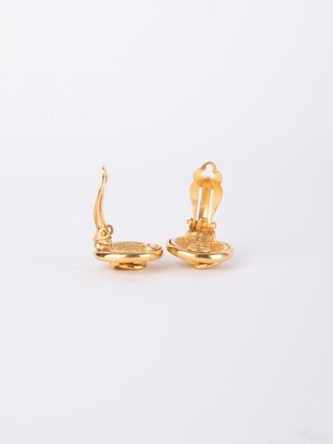 CHANEL Vintage Round Gold Clip-On Earrings by Karl Lagerfeld 1980s–1990s