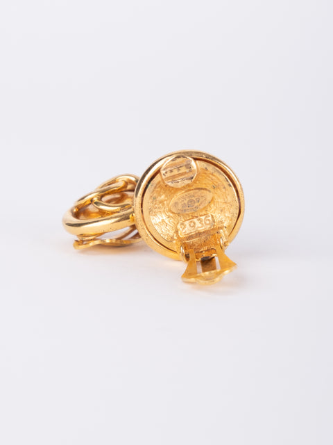 CHANEL Vintage Round Gold Clip-On Earrings by Karl Lagerfeld 1980s–1990s