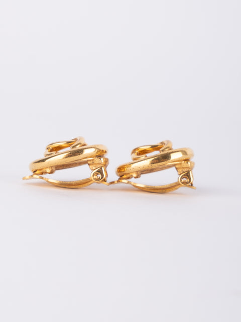 CHANEL Vintage Round Gold Clip-On Earrings by Karl Lagerfeld 1980s–1990s