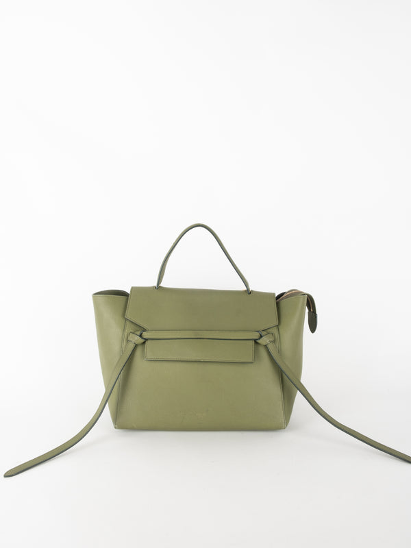 Céline Leather Shoulder Bag – Olive Green