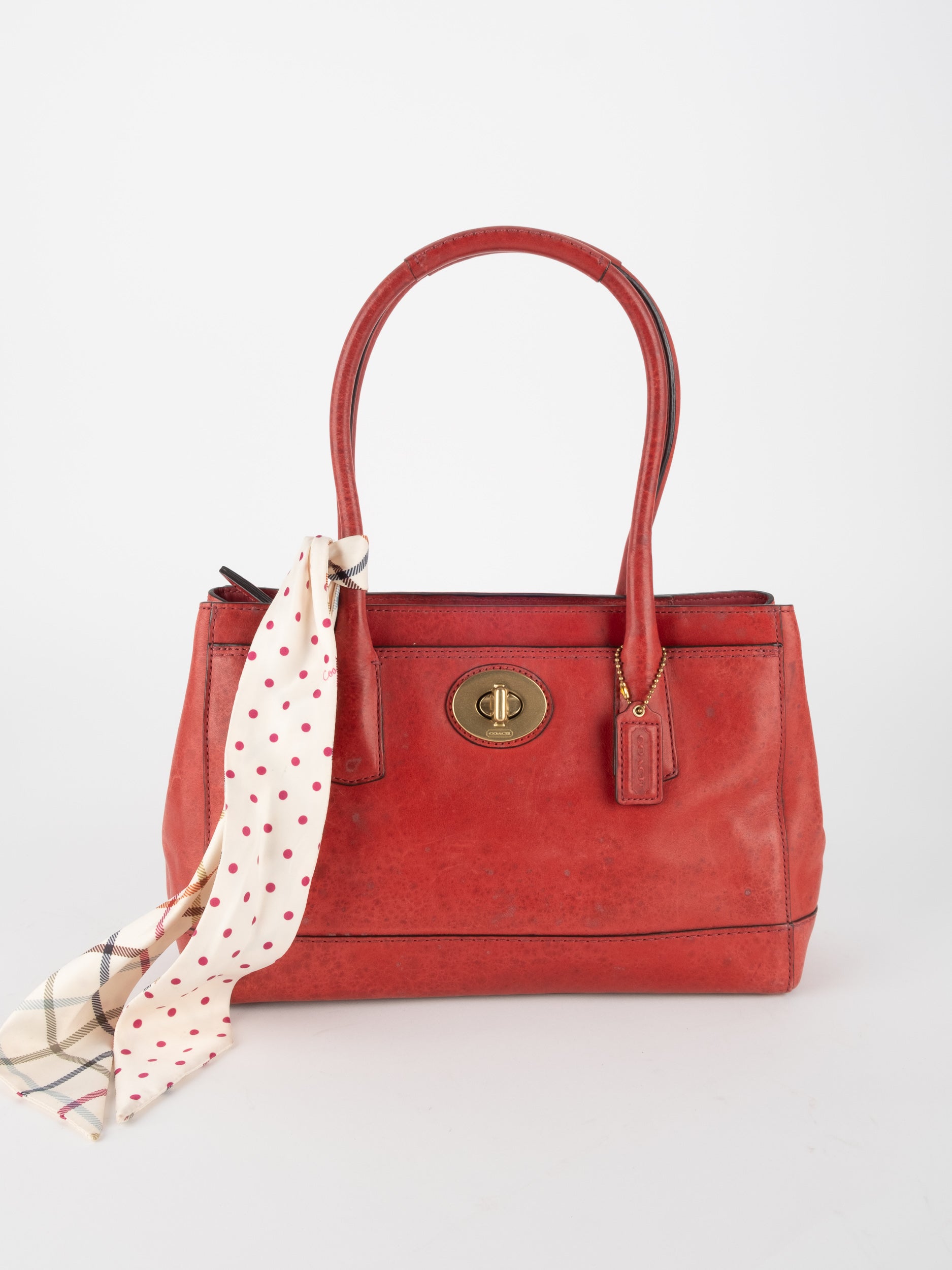 COACH Leather Turn-Lock Satchel