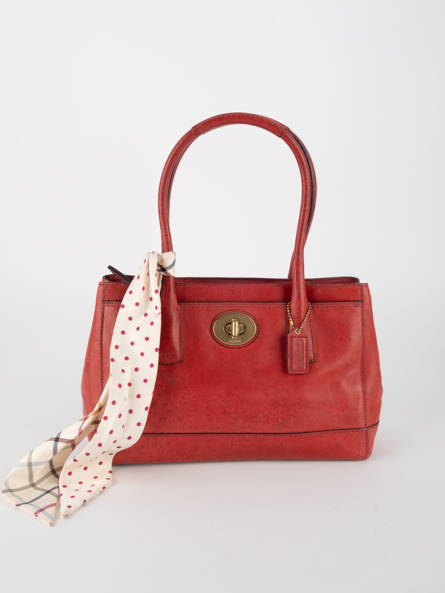 COACH Leather Turn-Lock Satchel