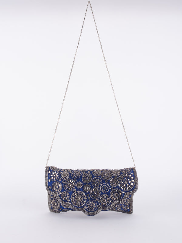 Vintage Blue Beaded Evening Bag