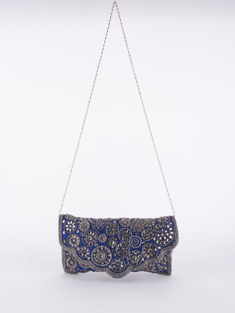 Vintage Blue Beaded Evening Bag