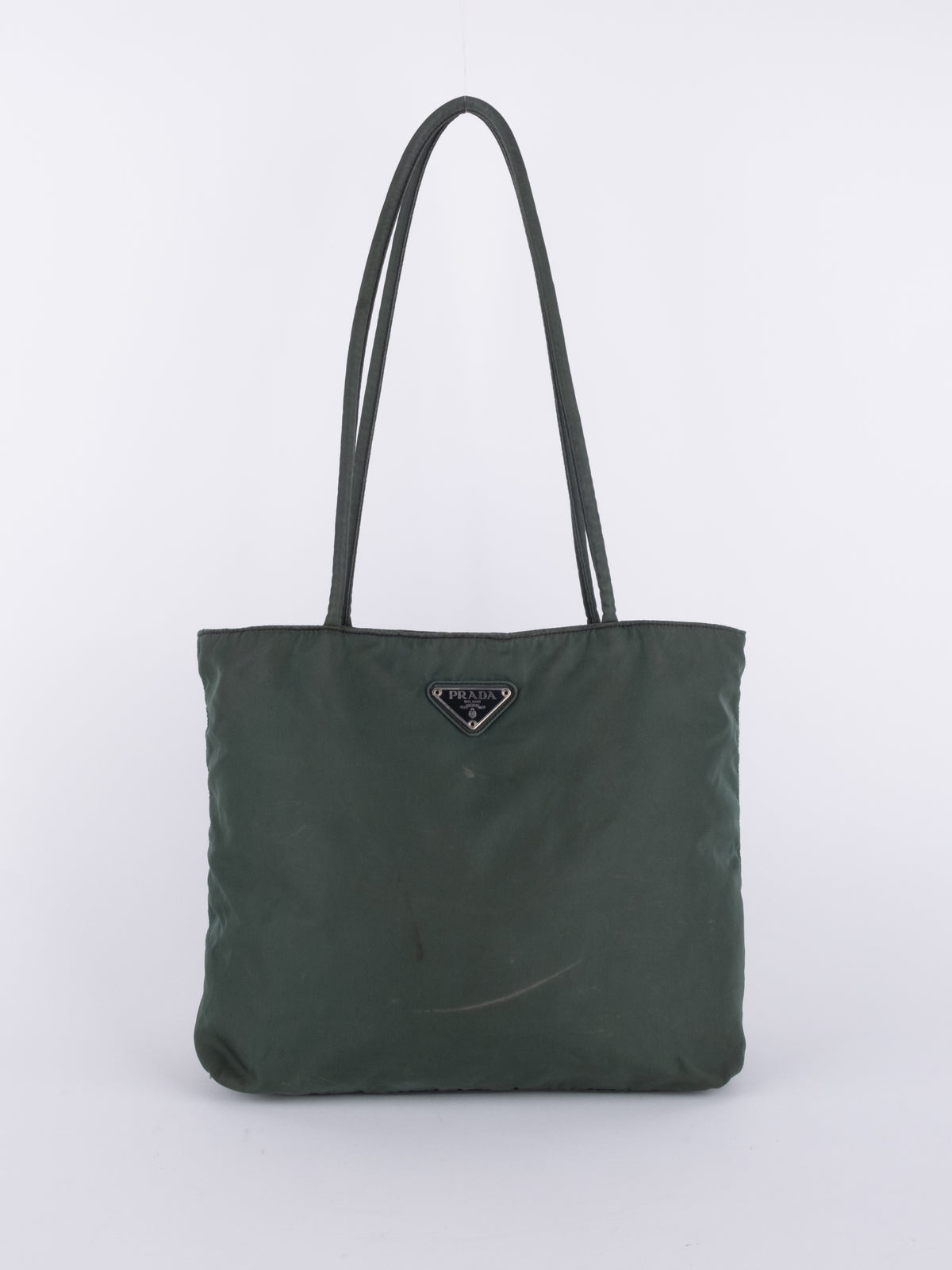 Prada Vintage Dark Green Nylon Tote Bag