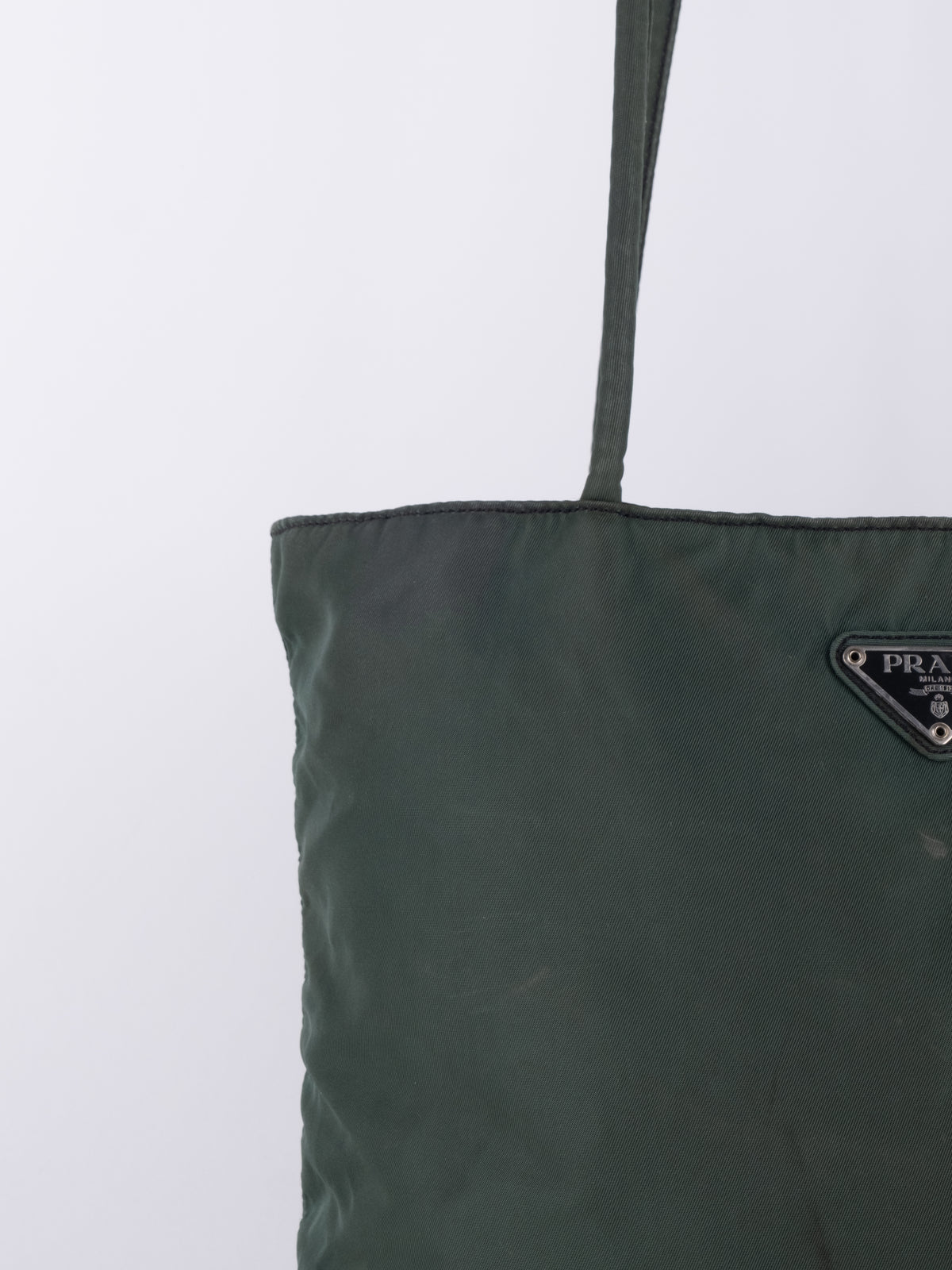 Prada Vintage Dark Green Nylon Tote Bag