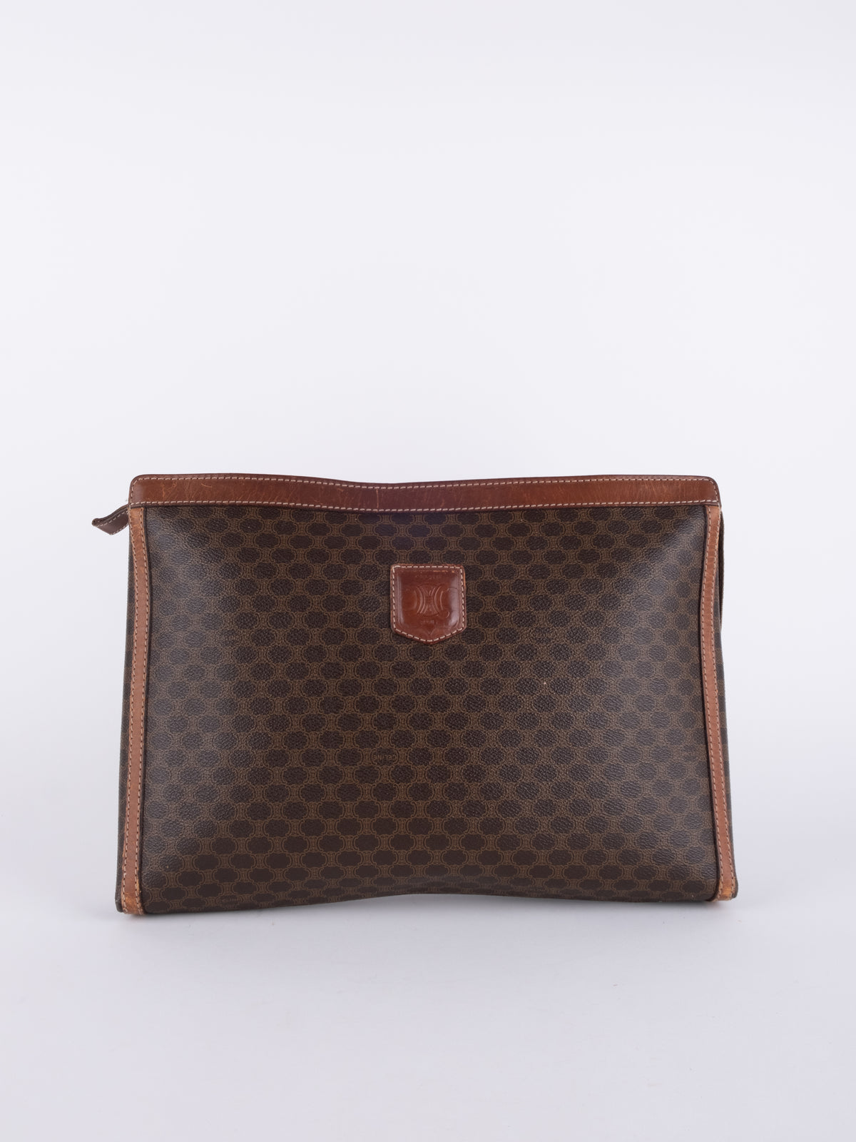 Celine Vintage Macadam Brown Clutch Bag