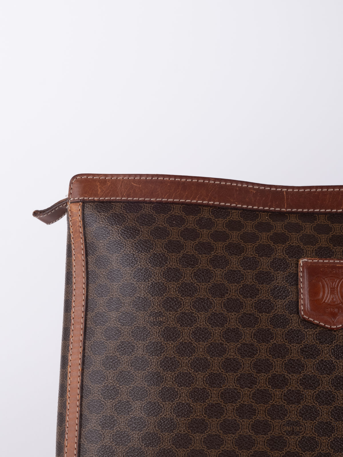 Celine Vintage Macadam Brown Clutch Bag