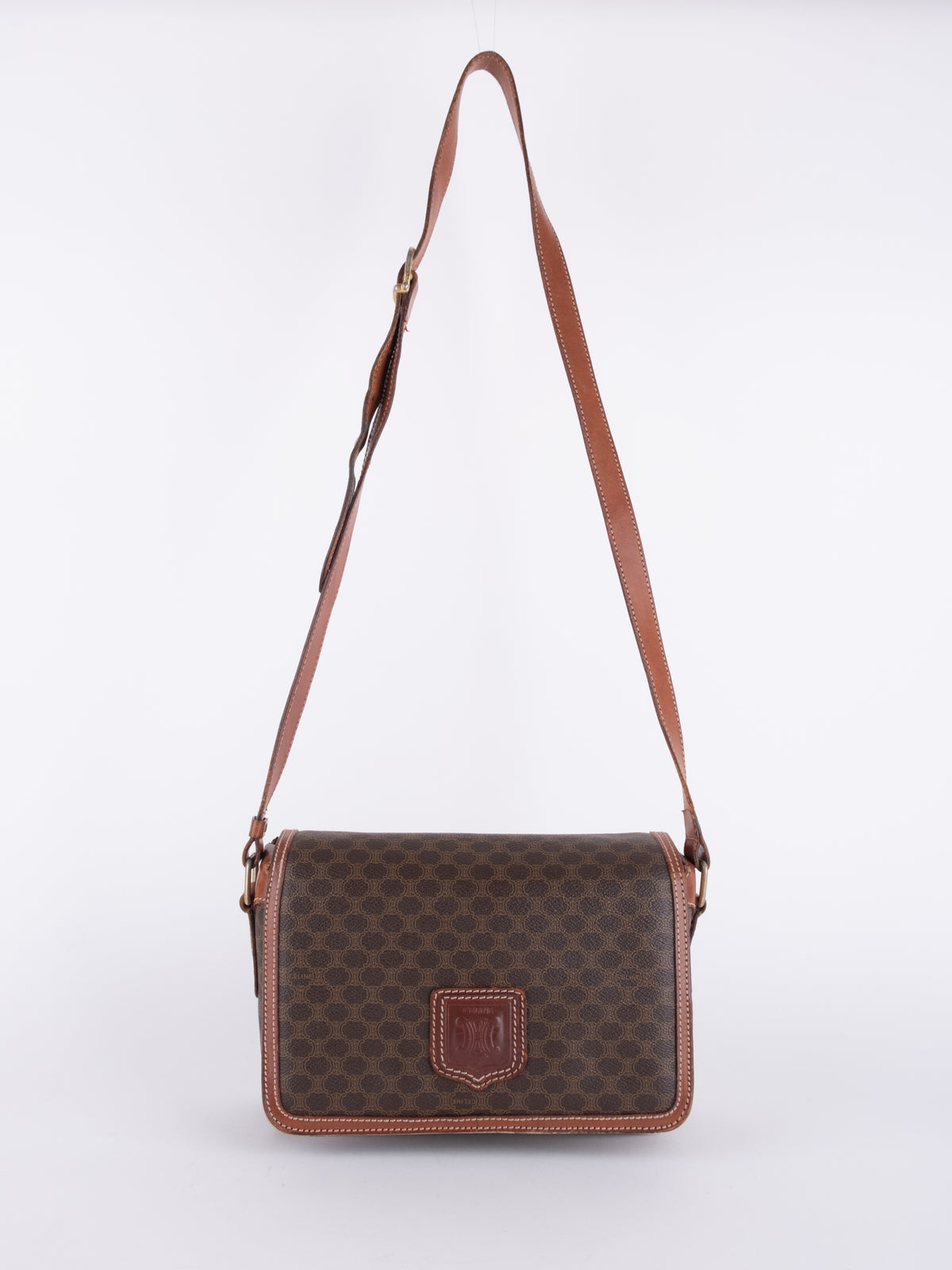 Celine Vintage Macadam Brown Crossbody Bag