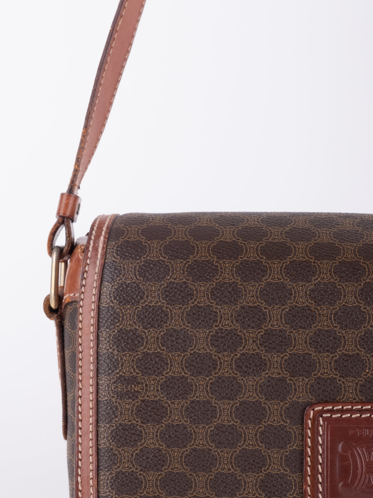 Celine Vintage Macadam Brown Crossbody Bag