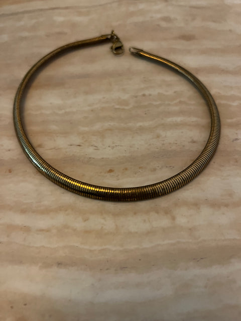 Vintage Gold-Tone Snake Chain Choker Necklace