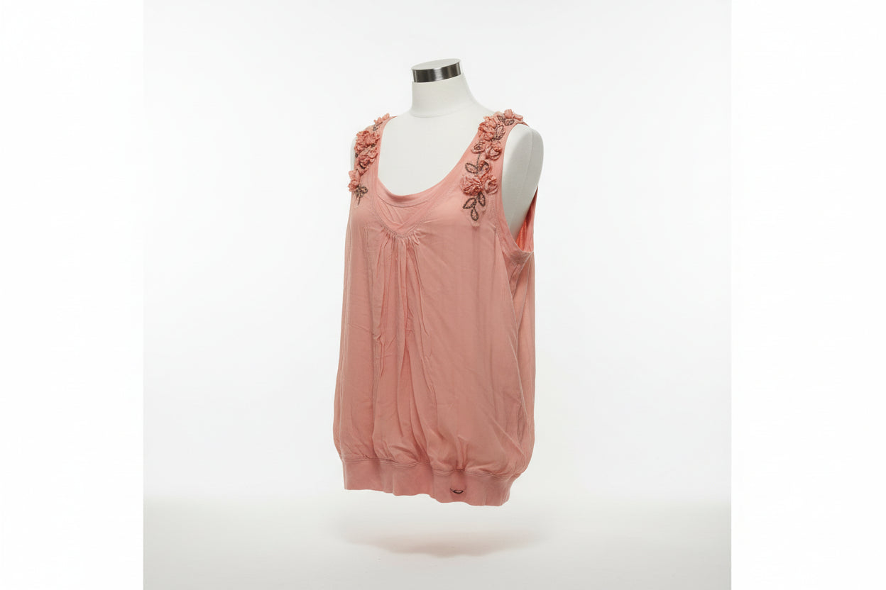 JOHN GALLIANO Sleeveless Top Floral Detail Pink