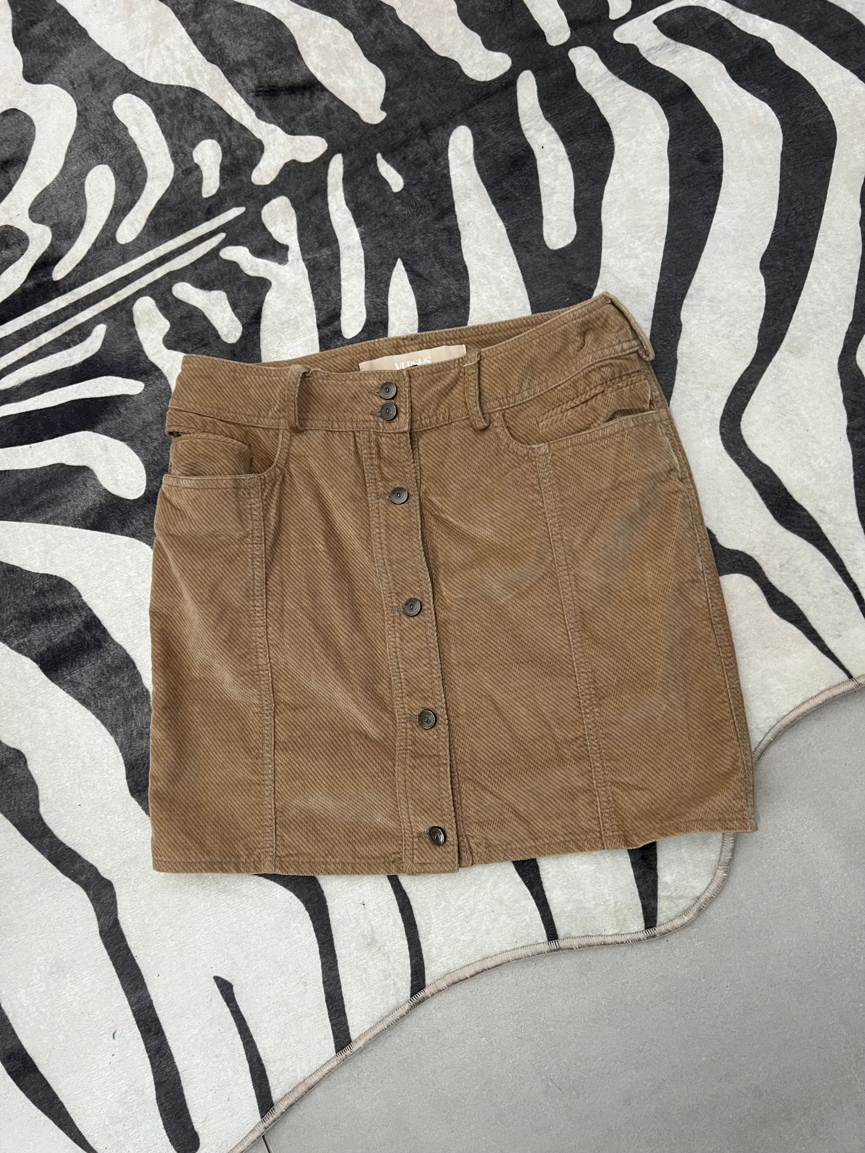 VERSUS Versace Skirt Brown Leather Button Front