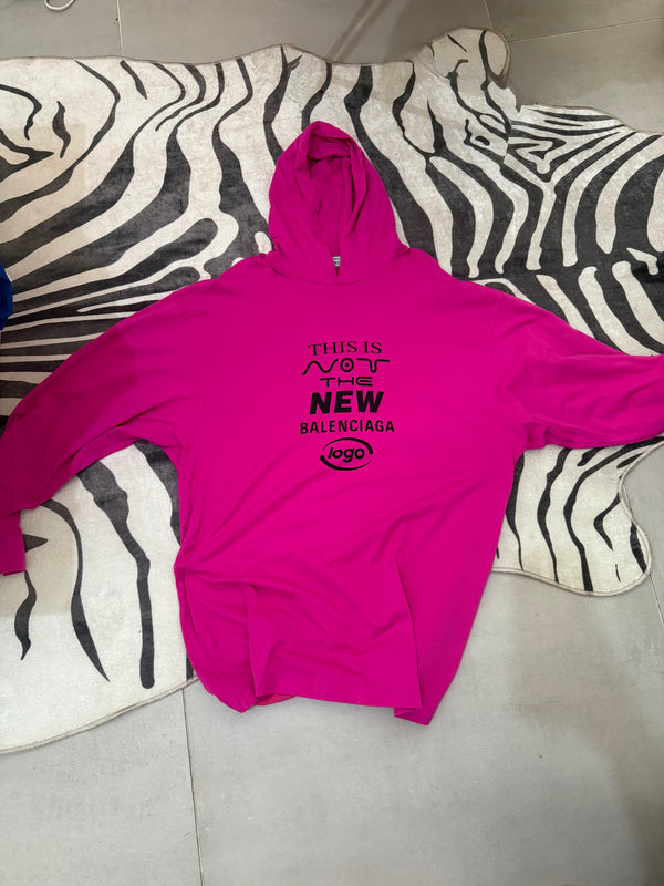BALENCIAGA Tunic Hoodie Pink Logo