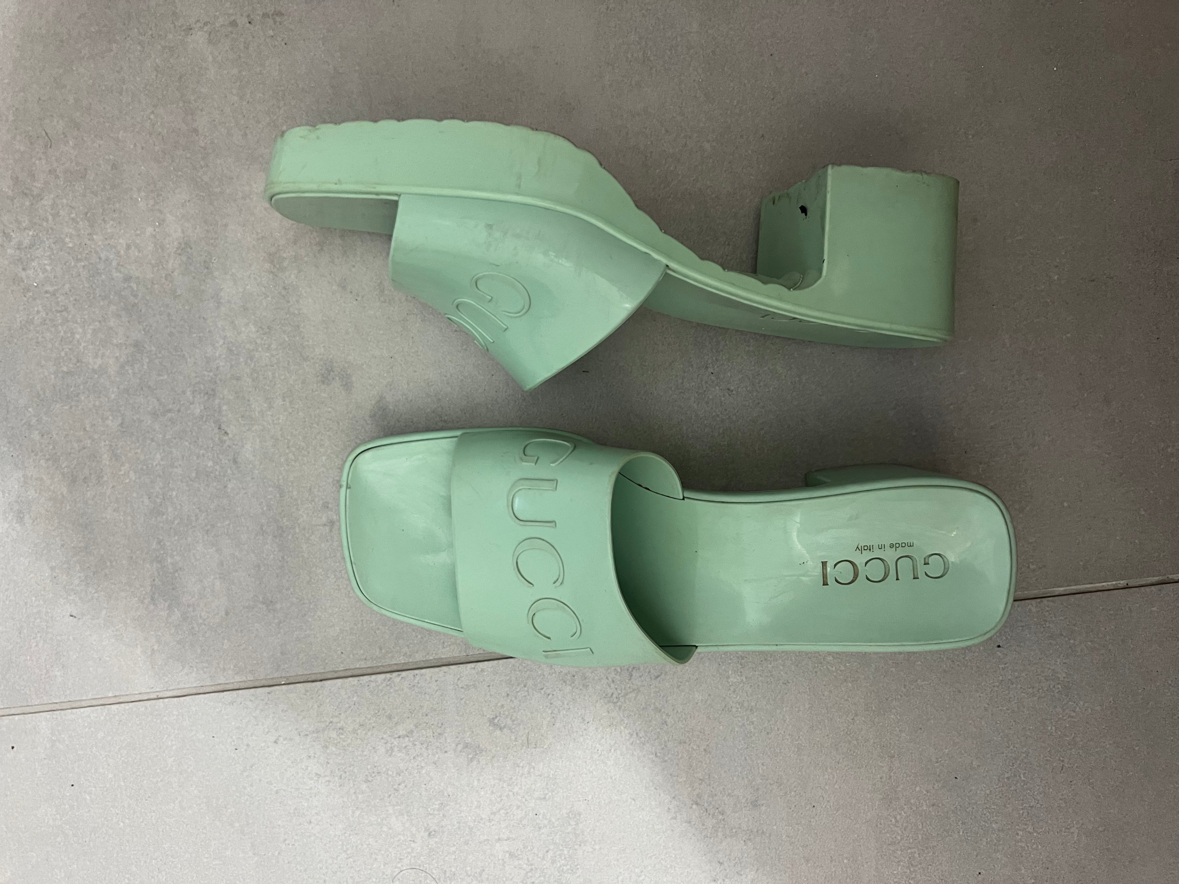 Gucci Rubber Slide Sandals Mint