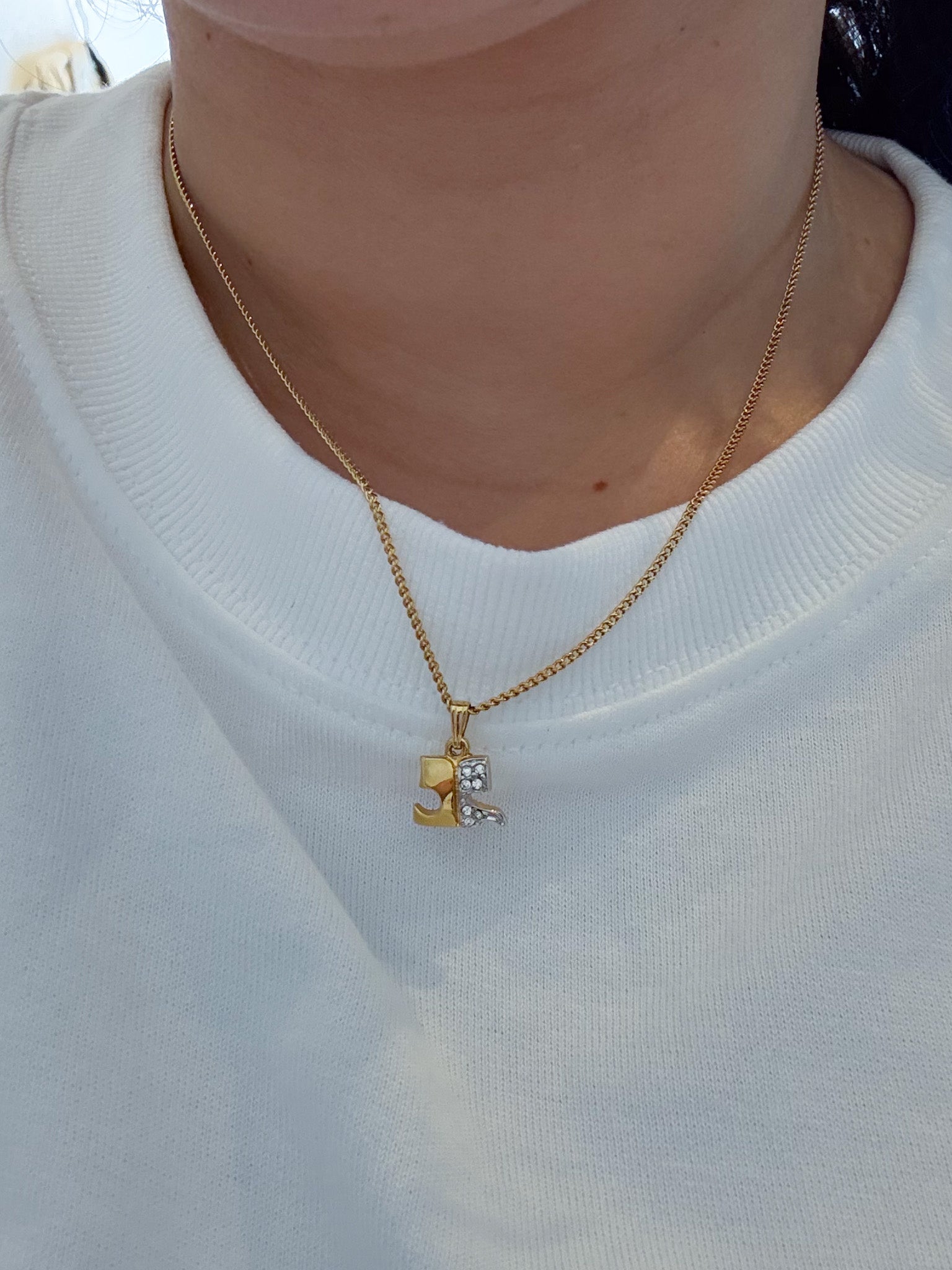Courrèges Vintage Gold Logo Pendant Necklace