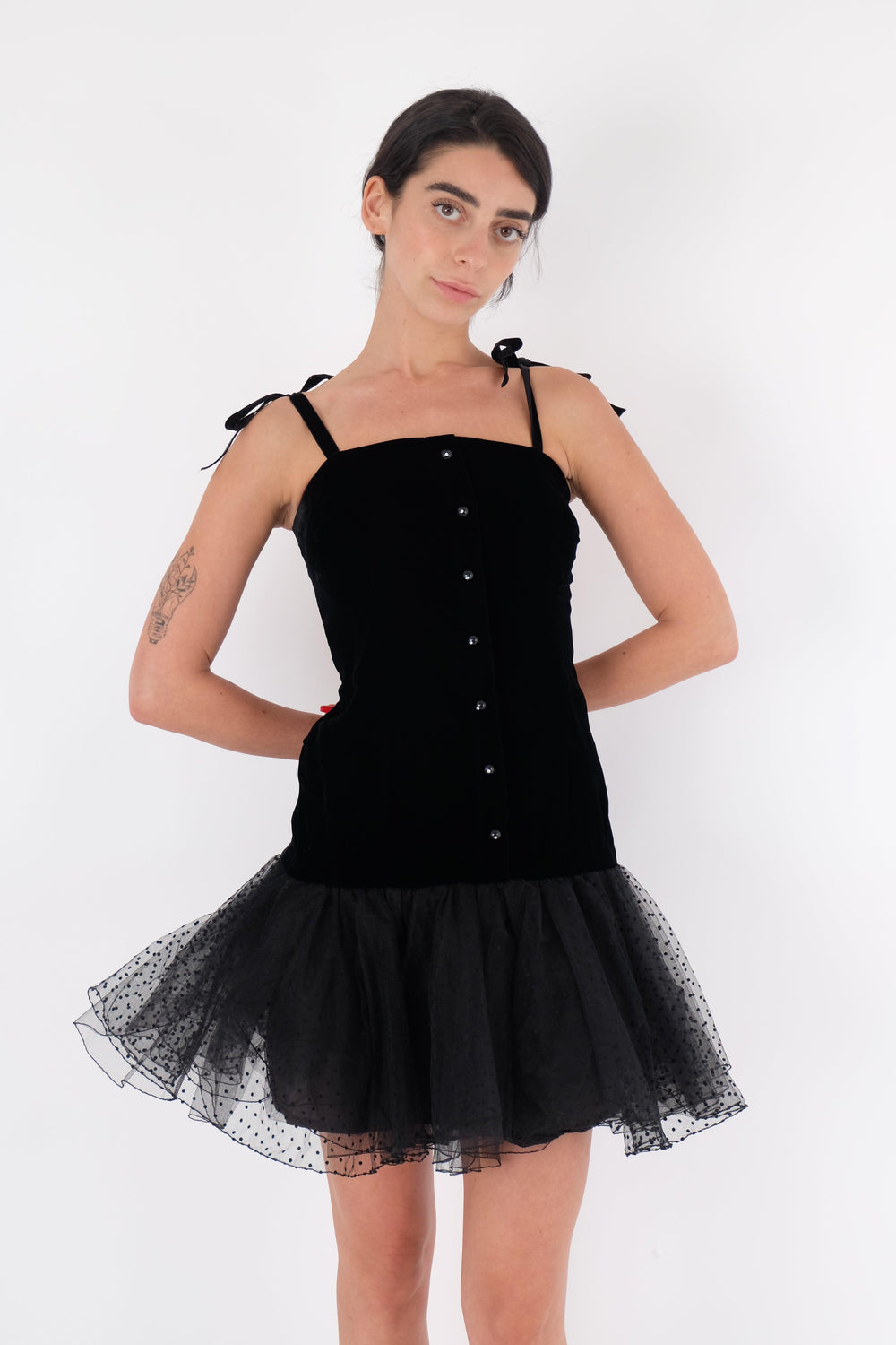 שמלה שחורה קטיפה טוטו - Volver