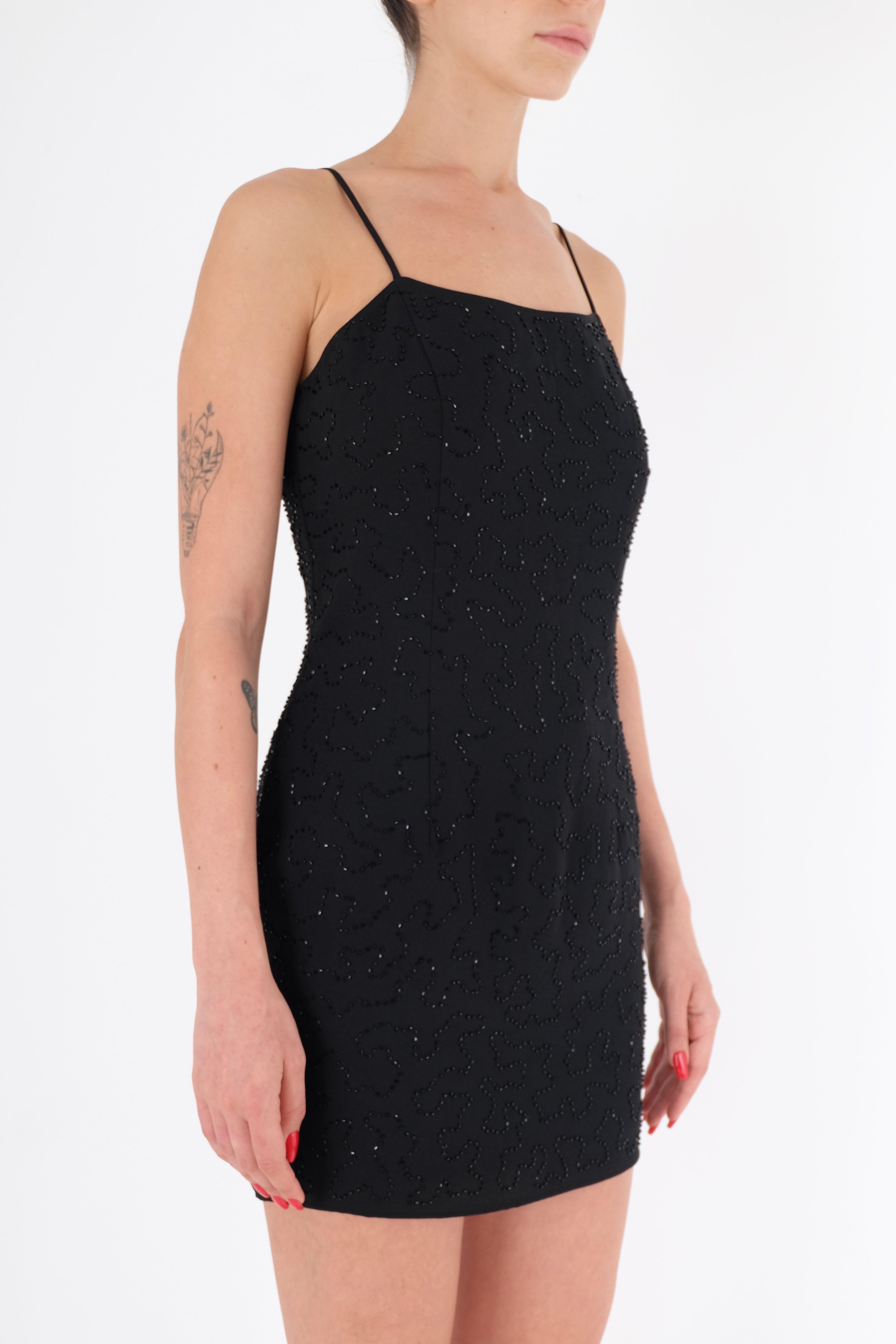 שמלת מיני שחורה חרוזים - Volver